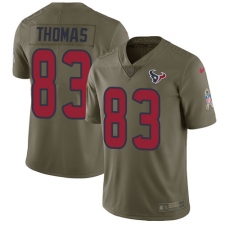 Youth Nike Houston Texans #83 Jordan Thomas Limited Olive 2017 Salute to Service NFL Jersey