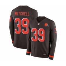 Men's Nike Cleveland Browns #39 Terrance Mitchell Limited Brown Therma Long Sleeve NFL Jersey