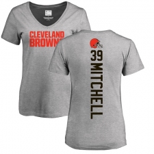 NFL Women's Nike Cleveland Browns #39 Terrance Mitchell Ash Backer V-Neck T-Shirt