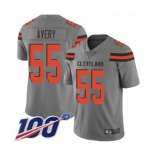 Men's Cleveland Browns #55 Genard Avery Limited Gray Inverted Legend 100th Season Football Jersey