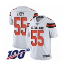 Men's Cleveland Browns #55 Genard Avery White Vapor Untouchable Limited Player 100th Season Football Jersey