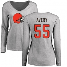 NFL Women's Nike Cleveland Browns #55 Genard Avery Ash Name & Number Logo Long Sleeve T-Shirt