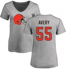 NFL Women's Nike Cleveland Browns #55 Genard Avery Ash Name & Number Logo T-Shirt