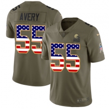 Youth Nike Cleveland Browns #55 Genard Avery Limited Olive USA Flag 2017 Salute to Service NFL Jersey