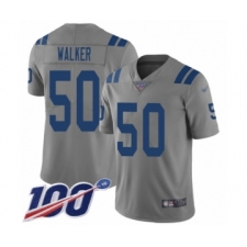 Men's Indianapolis Colts #50 Anthony Walker Limited Gray Inverted Legend 100th Season Football Jersey