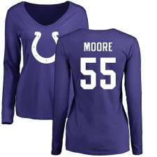 NFL Women's Nike Indianapolis Colts #55 Skai Moore Royal Blue Name & Number Logo Long Sleeve T-Shirt
