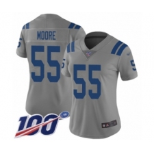 Women's Indianapolis Colts #55 Skai Moore Limited Gray Inverted Legend 100th Season Football Jersey