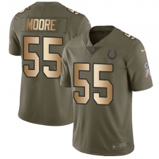 Youth Nike Indianapolis Colts #55 Skai Moore Limited Olive Gold 2017 Salute to Service NFL Jersey