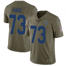 Men's Nike Indianapolis Colts #73 Joe Haeg Limited Olive 2017 Salute to Service NFL Jerse