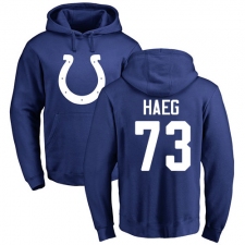 NFL Nike Indianapolis Colts #73 Joe Haeg Royal Blue Name & Number Logo Pullover Hoodie