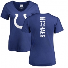 NFL Women's Nike Indianapolis Colts #73 Joe Haeg Royal Blue Backer T-Shirt