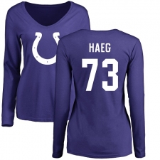 NFL Women's Nike Indianapolis Colts #73 Joe Haeg Royal Blue Name & Number Logo Long Sleeve T-Shirt