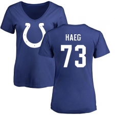 NFL Women's Nike Indianapolis Colts #73 Joe Haeg Royal Blue Name & Number Logo T-Shirt
