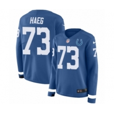 Women's Nike Indianapolis Colts #73 Joe Haeg Limited Blue Therma Long Sleeve NFL Jersey