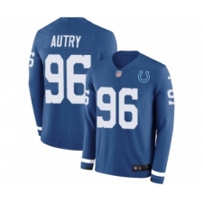 Men's Nike Indianapolis Colts #96 Denico Autry Limited Blue Therma Long Sleeve NFL Jersey