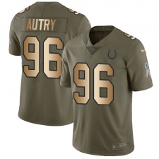 Men's Nike Indianapolis Colts #96 Denico Autry Limited Olive Gold 2017 Salute to Service NFL Jersey