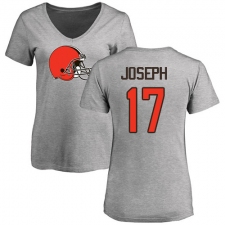NFL Women's Nike Cleveland Browns #17 Greg Joseph Ash Name & Number Logo T-Shirt