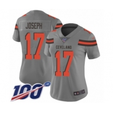 Women's Cleveland Browns #17 Greg Joseph Limited Gray Inverted Legend 100th Season Football Jersey