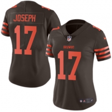 Women's Nike Cleveland Browns #17 Greg Joseph Limited Brown Rush Vapor Untouchable NFL Jersey