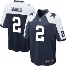 Men's Nike Dallas Cowboys #2 Brett Maher Game Navy Blue Throwback Alternate NFL Jersey