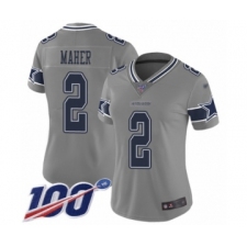Women's Dallas Cowboys #2 Brett Maher Limited Gray Inverted Legend 100th Season Football Jersey