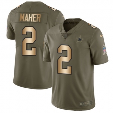 Youth Nike Dallas Cowboys #2 Brett Maher Limited Olive Gold 2017 Salute to Service NFL Jersey
