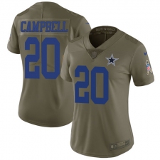 Women's Nike Dallas Cowboys #20 Ibraheim Campbell Limited Olive 2017 Salute to Service NFL Jersey