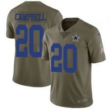 Youth Nike Dallas Cowboys #20 Ibraheim Campbell Limited Olive 2017 Salute to Service NFL Jersey