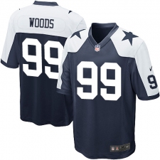 Men's Nike Dallas Cowboys #99 Antwaun Woods Game Navy Blue Throwback Alternate NFL Jersey