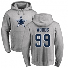 NFL Nike Dallas Cowboys #99 Antwaun Woods Ash Name & Number Logo Pullover Hoodie