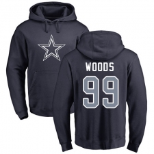 NFL Nike Dallas Cowboys #99 Antwaun Woods Navy Blue Name & Number Logo Pullover Hoodie
