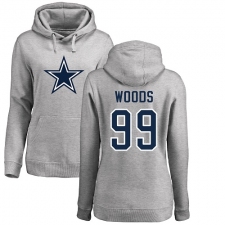 NFL Women's Nike Dallas Cowboys #99 Antwaun Woods Ash Name & Number Logo Pullover Hoodie