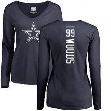 NFL Women's Nike Dallas Cowboys #99 Antwaun Woods Navy Blue Backer Slim Fit Long Sleeve T-Shirt