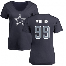 NFL Women's Nike Dallas Cowboys #99 Antwaun Woods Navy Blue Name & Number Logo Slim Fit T-Shirt