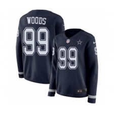 Women's Nike Dallas Cowboys #99 Antwaun Woods Limited Navy Blue Therma Long Sleeve NFL Jersey