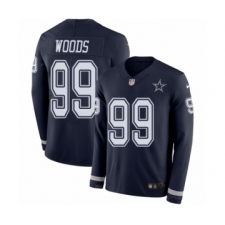 Youth Nike Dallas Cowboys #99 Antwaun Woods Limited Navy Blue Therma Long Sleeve NFL Jersey