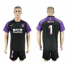 Atletico Madrid #1 Moya Black Goalkeeper Soccer Club Jersey1