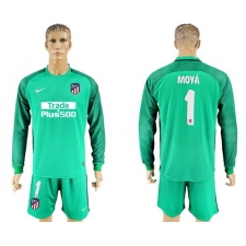 Atletico Madrid #1 Moya Green Goalkeeper Long Sleeves Soccer Club Jersey2