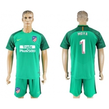 Atletico Madrid #1 Moya Green Goalkeeper Soccer Club Jersey3