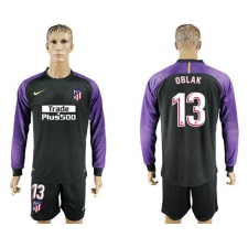 Atletico Madrid #13 Oblak Black Goalkeeper Long Sleeves Soccer Club Jersey1