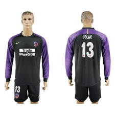 Atletico Madrid #13 Oblak Black Goalkeeper Long Sleeves Soccer Club Jerseys