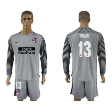 Atletico Madrid #13 Oblak Grey Goalkeeper Long Sleeves Soccer Club Jersey1