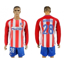 Atletico Madrid #28 Roberto Home Long Sleeves Soccer Club Jersey