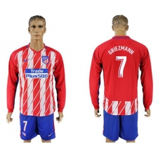 Atletico Madrid #7 Griezmann Home Long Sleeves Soccer Club Jerseys