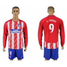 Atletico Madrid #9 F.Torres Home Long Sleeves Soccer Club Jerseys
