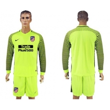 Atletico Madrid Blank Shiny Green Goalkeeper Long Sleeves Soccer Club Jersey1