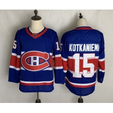 Men's Montreal Canadiens #15 Jesperi Kotkaniemi Authentic Blue Away Fanatics Jersey