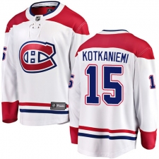 Men's Montreal Canadiens #15 Jesperi Kotkaniemi Authentic White Away Fanatics Branded Breakaway NHL Jersey