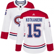 Women's Adidas Montreal Canadiens #15 Jesperi Kotkaniemi Authentic White Away NHL Jersey