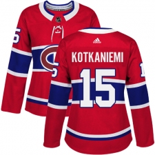 Women's Adidas Montreal Canadiens #15 Jesperi Kotkaniemi Premier Red Home NHL Jersey